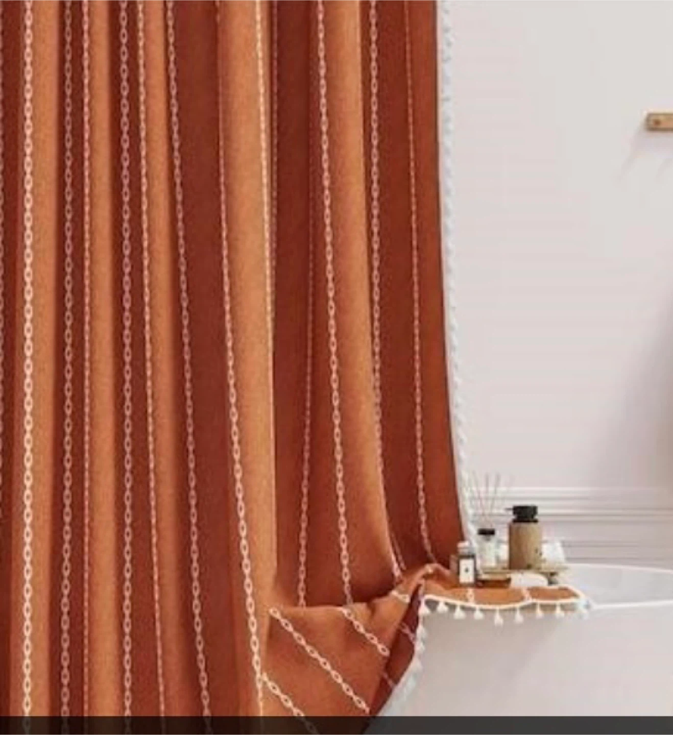 Boho Farmhouse Style Shower Curtain with Tassels