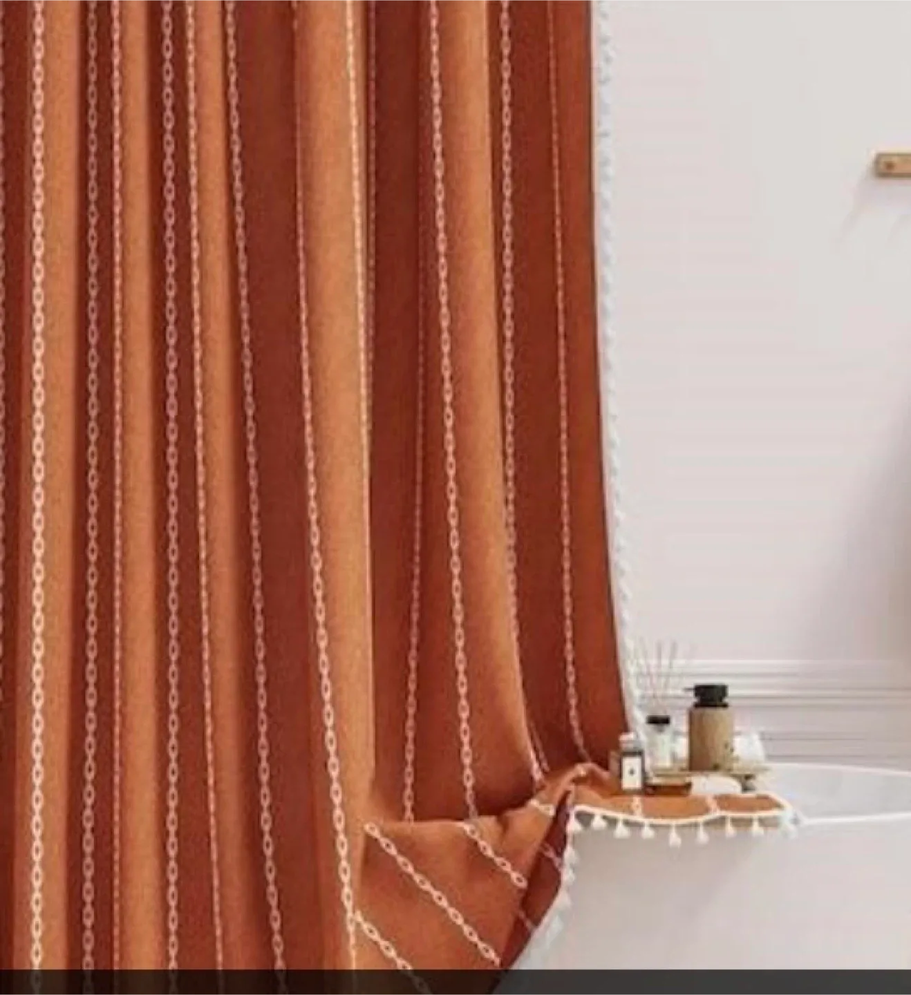 Boho Farmhouse Style Shower Curtain with Tassels thumbnail