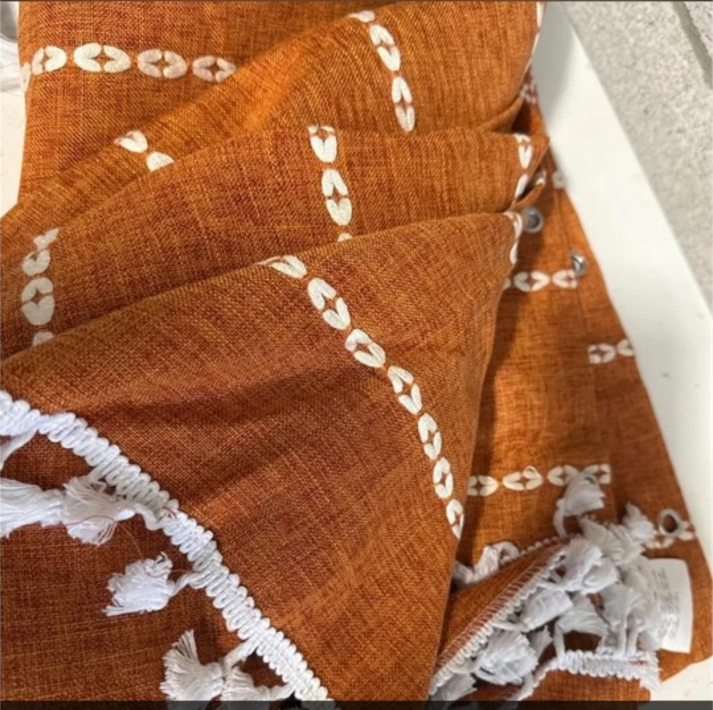 Boho Farmhouse Style Shower Curtain with Tassels image indicator(2)