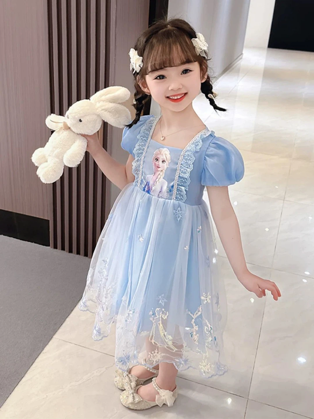 Elsa Frozen Dress - Blue（Age 5-7yrs）