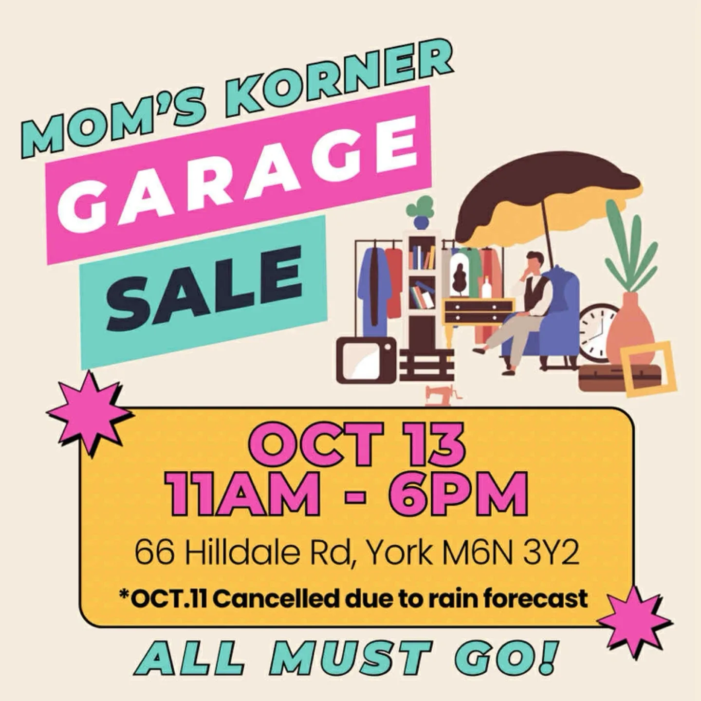 Garage Sale 1 Day October 13 @11am to 6pm thumbnail
