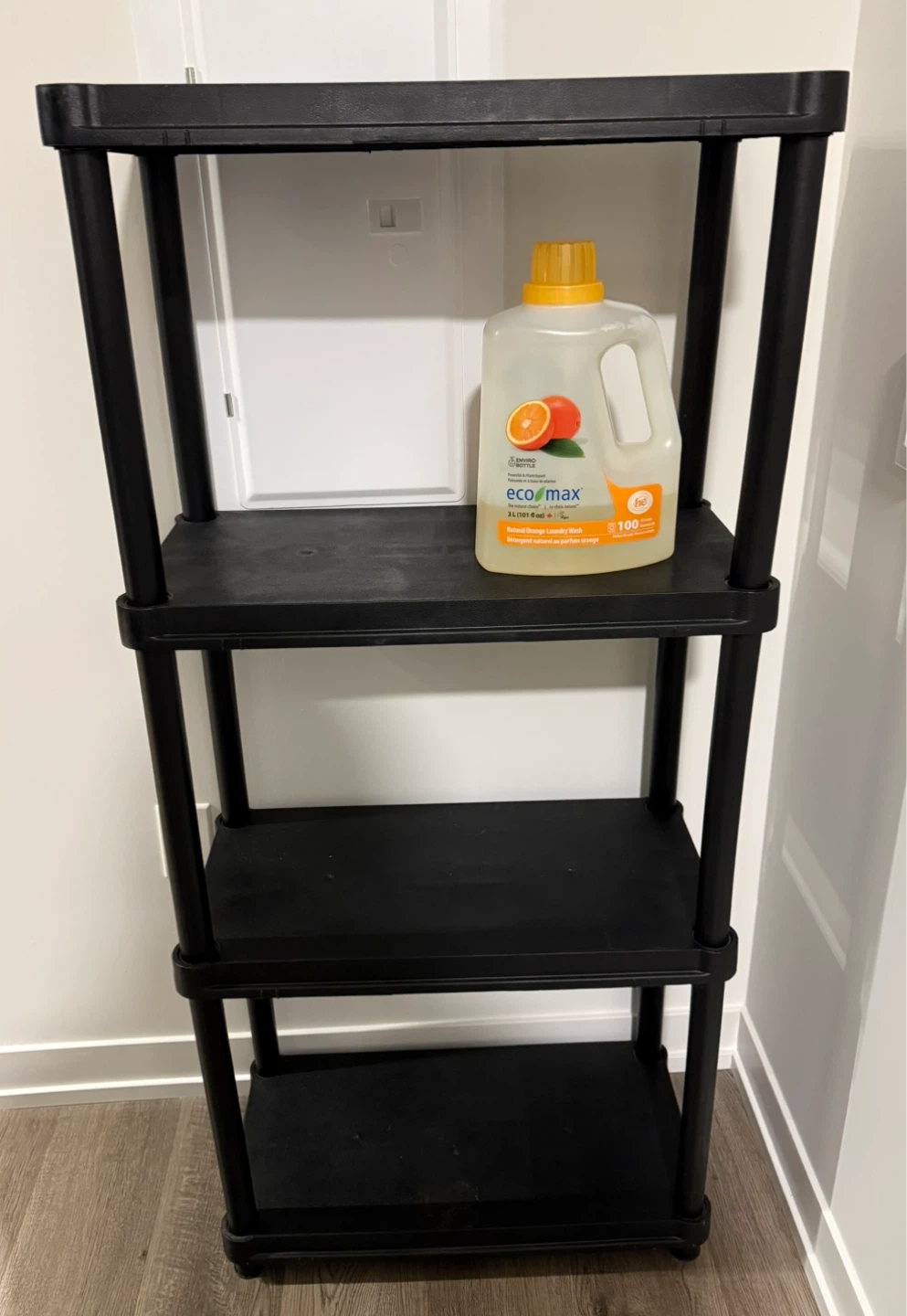 4-Tier Black Plastic Shelf - 12x24x51.8 Inches