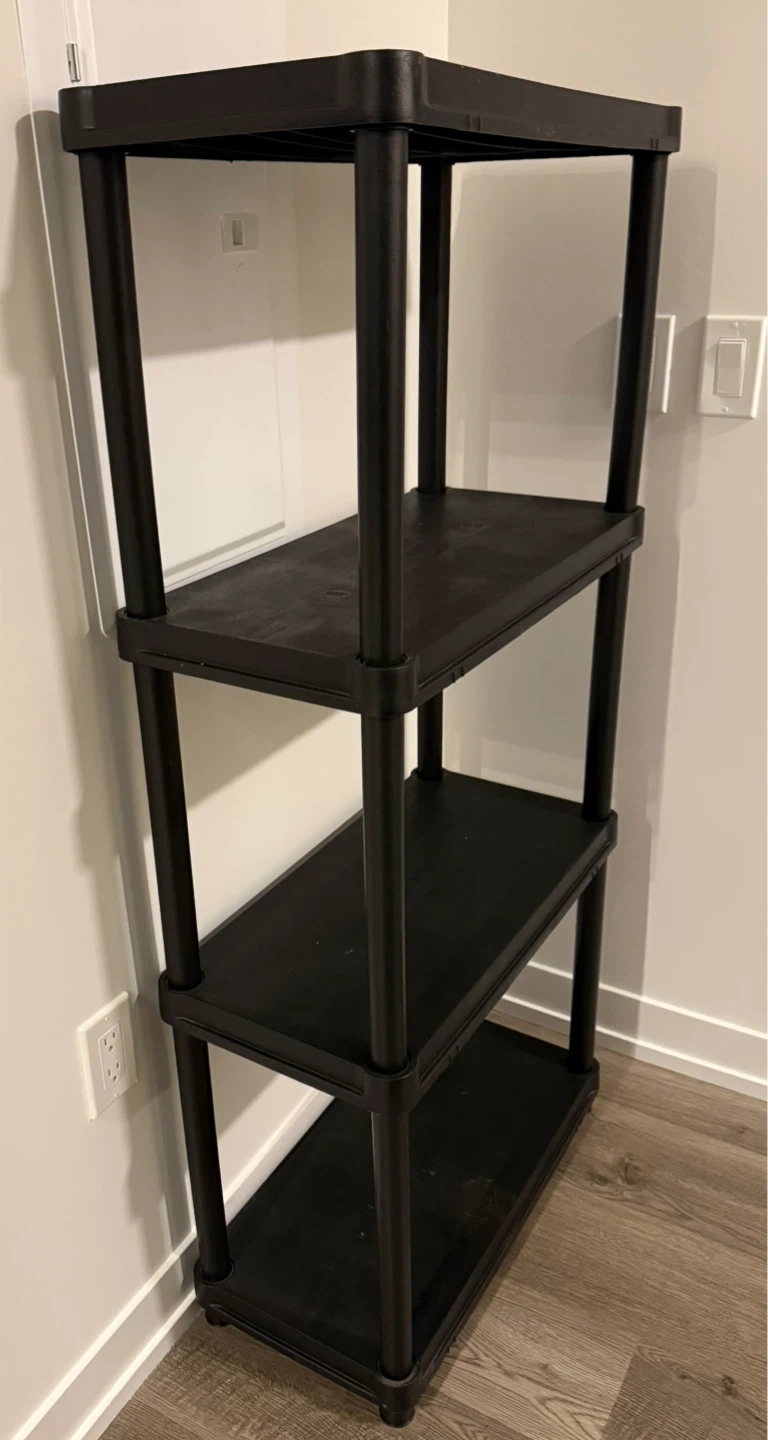 4-Tier Black Plastic Shelf - 12x24x51.8 Inches - photo 2