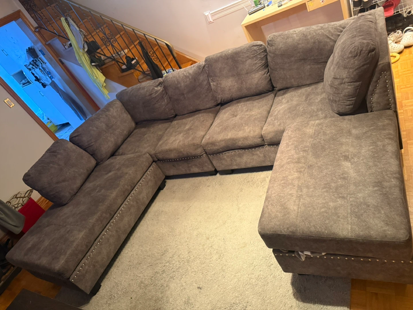 Grey U-Shaped Sectional Sofa - photo 2