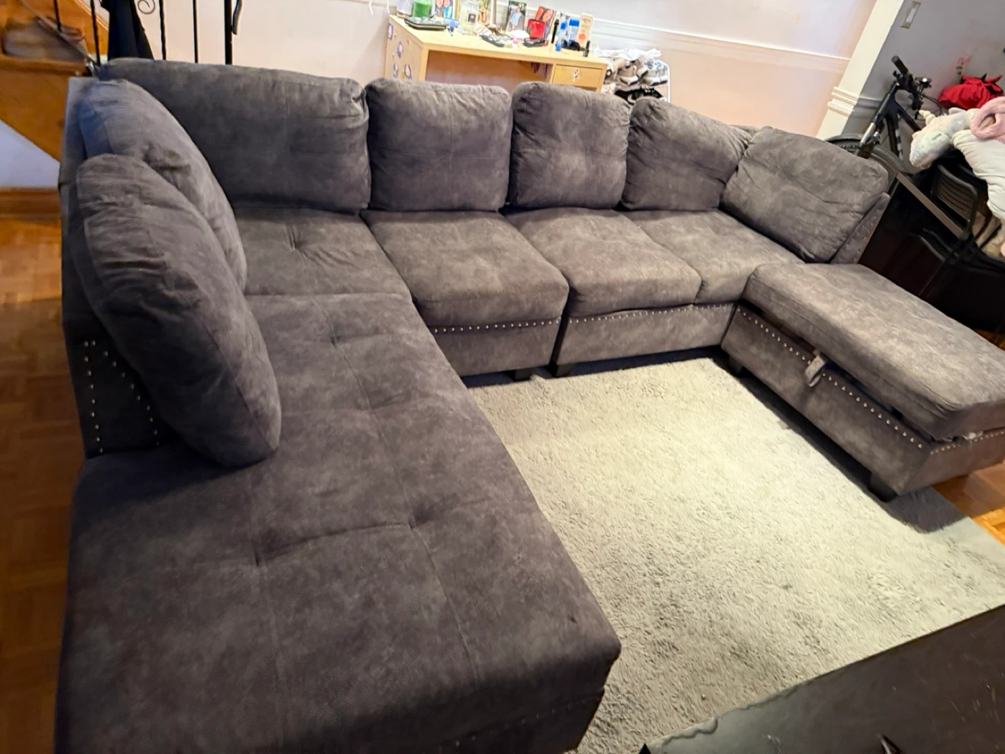 Grey U-Shaped Sectional Sofa - photo 4