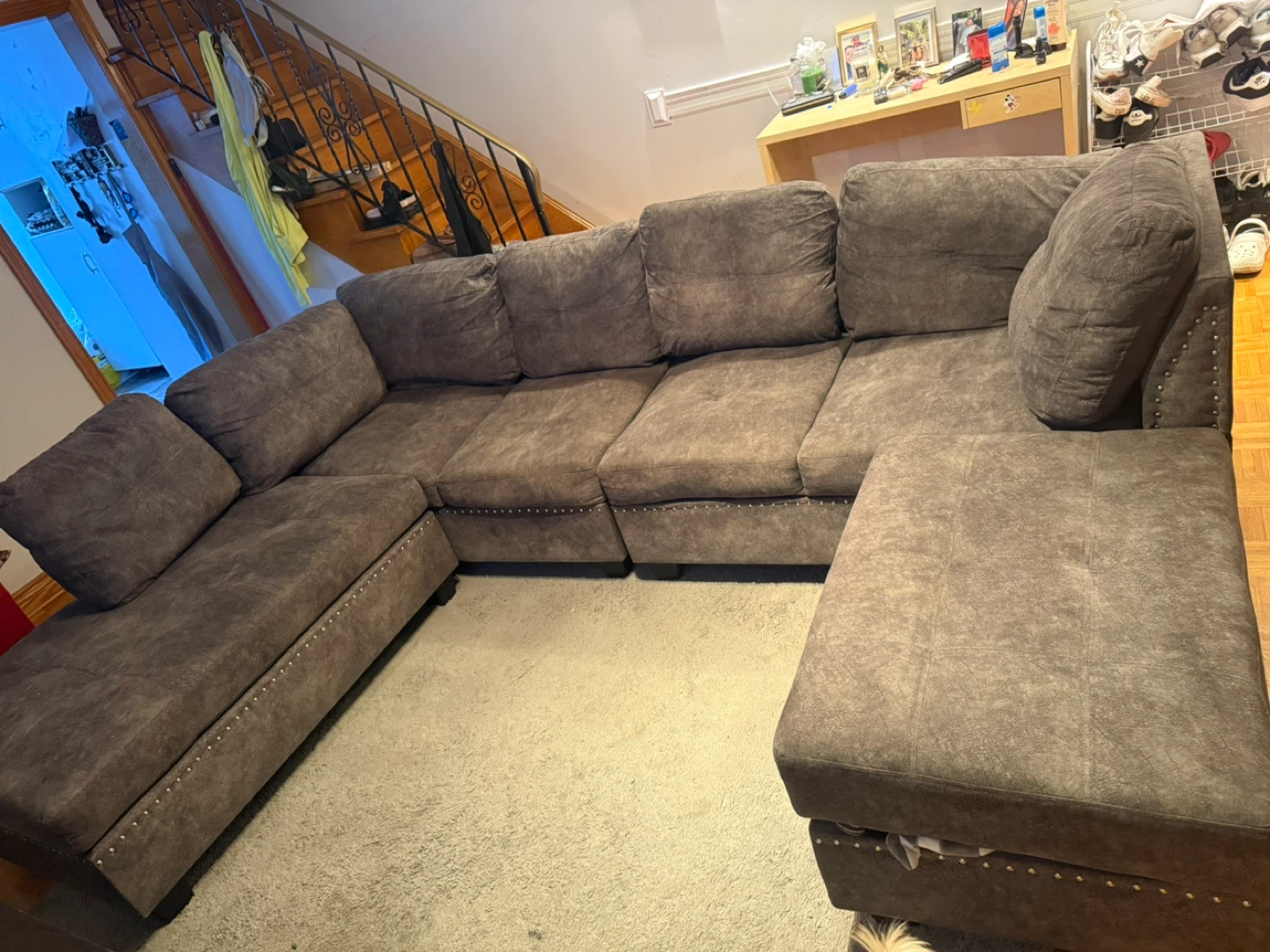 Grey U-Shaped Sectional Sofa - photo 3