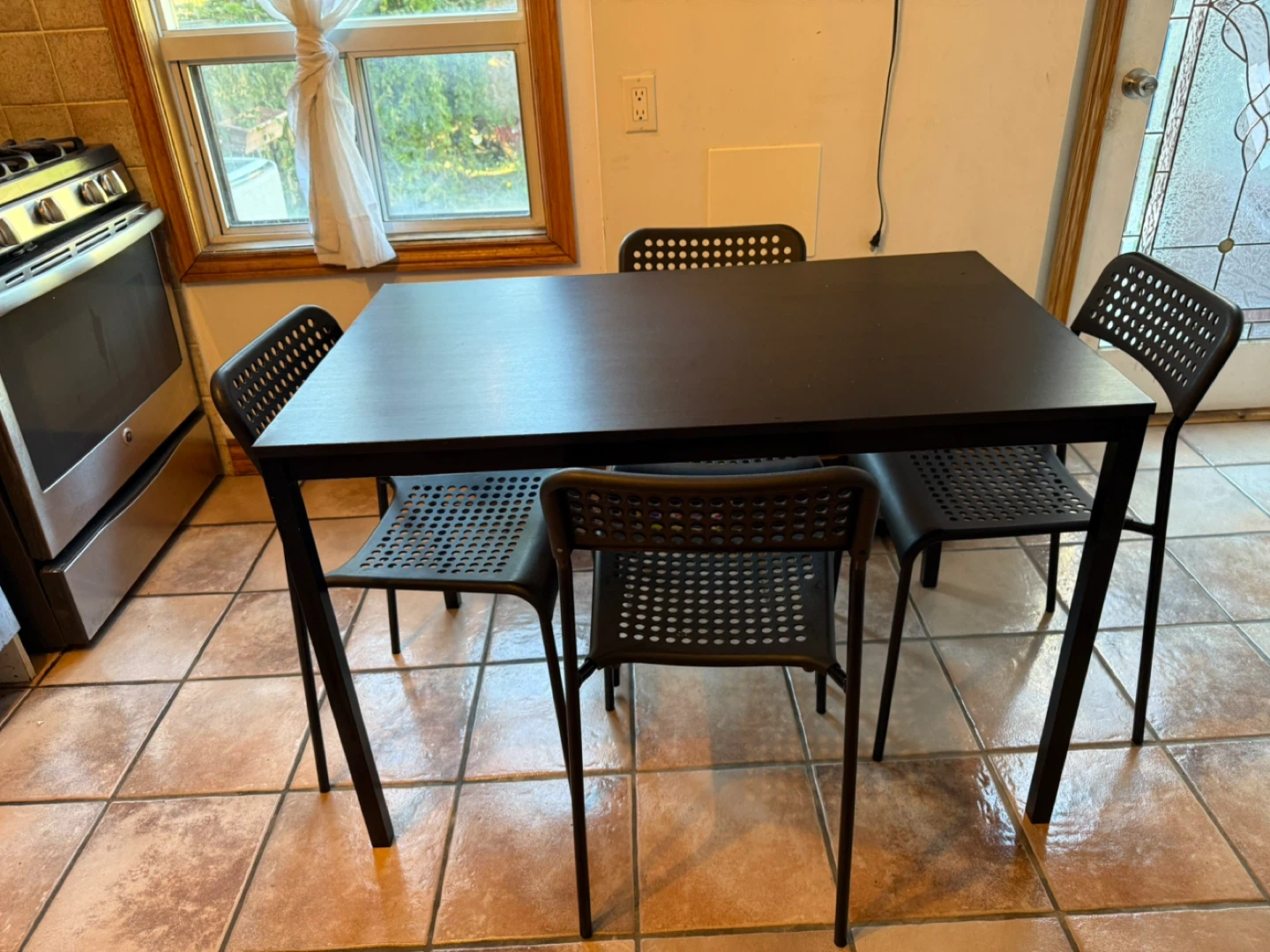 IKEA LERHAMN Table and 4 Chairs, Black