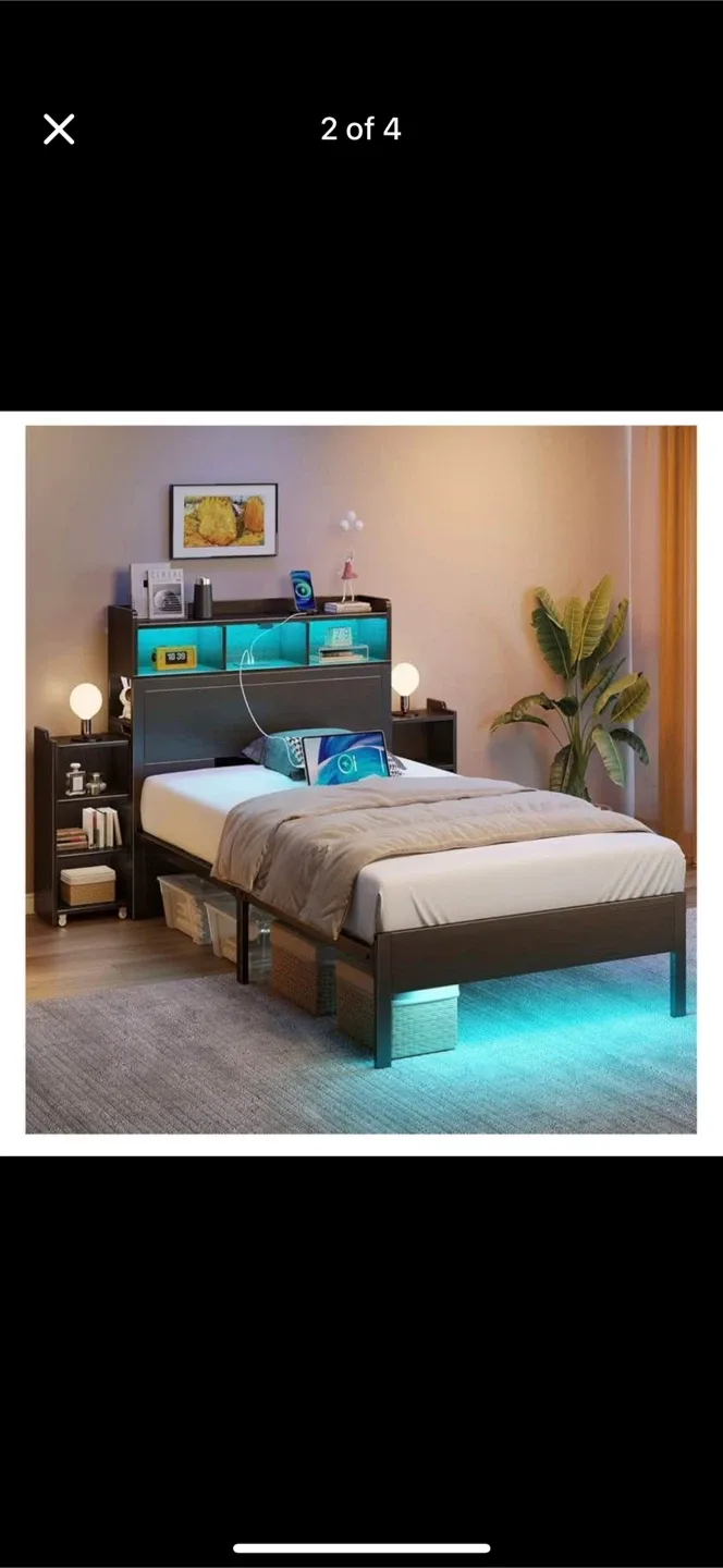Twin Bed with LED and mattress image indicator(2)