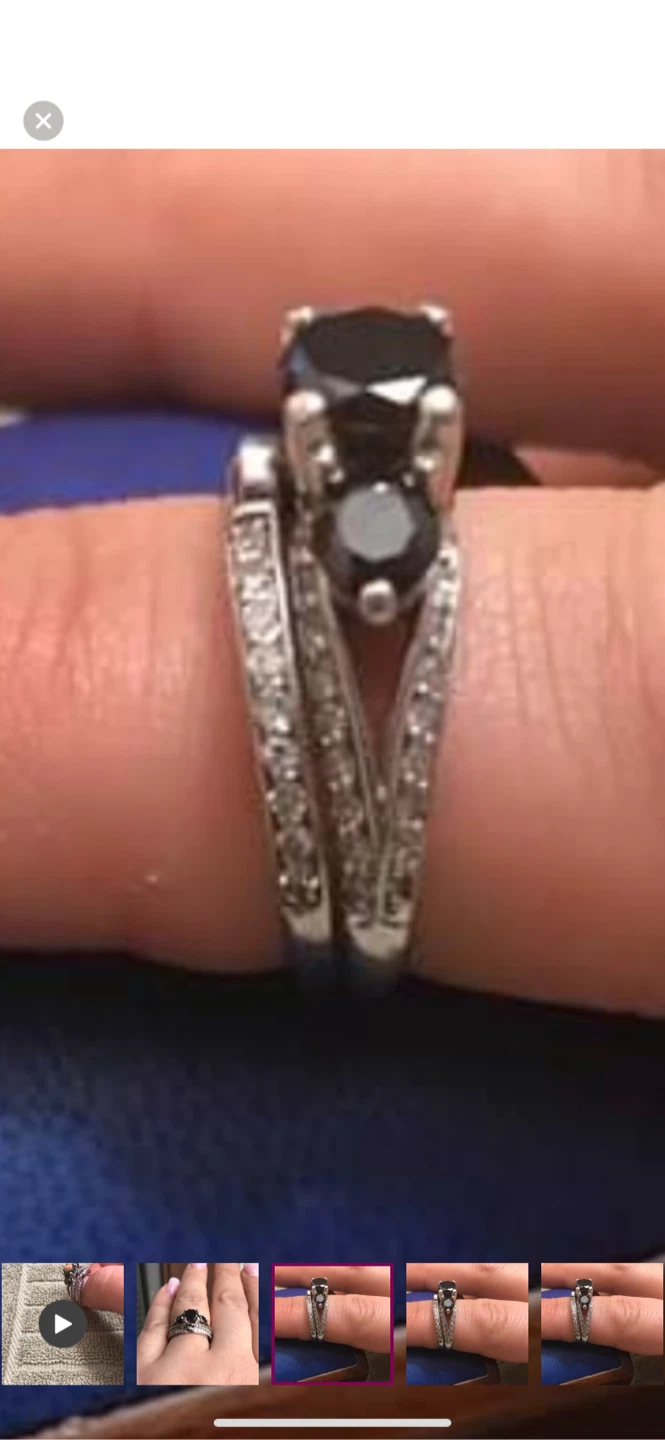 2.15ct Black & White Diamond Bridal Set | 10K White Gold - photo 3