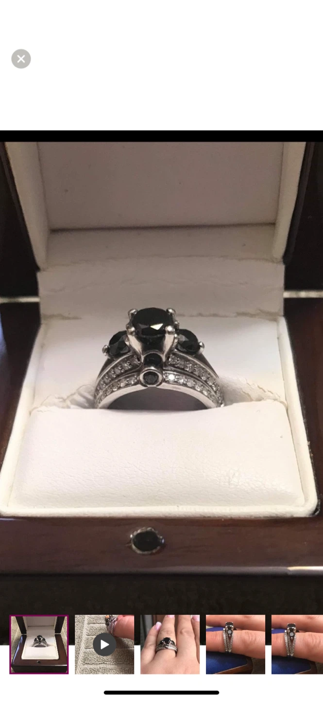 2.15ct Black & White Diamond Bridal Set | 10K White Gold - photo 4