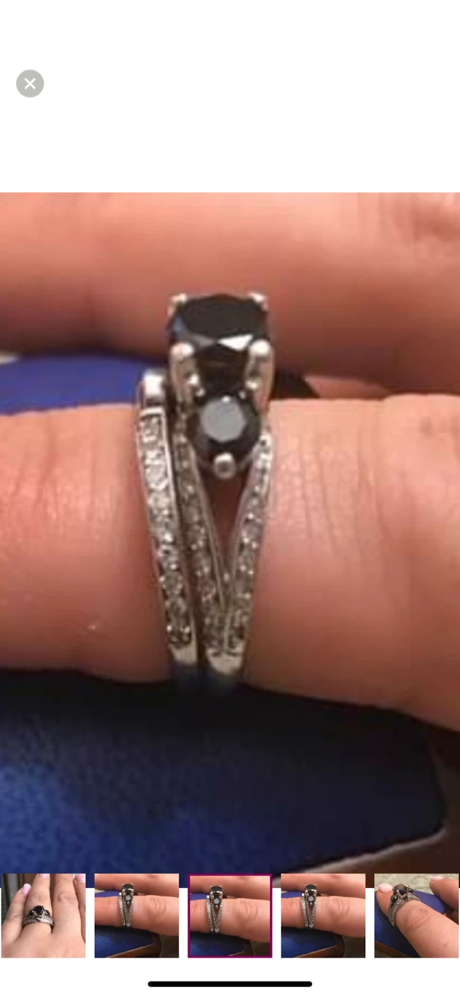 2.15ct Black & White Diamond Bridal Set | 10K White Gold - photo 2