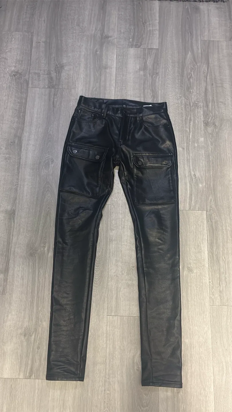 MNML Black Leather Pants - Size 30 thumbnail