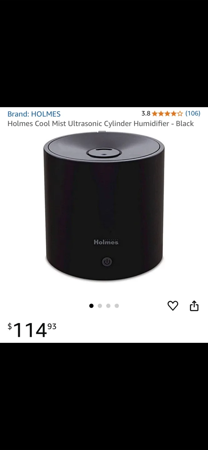 🧡Holmes Cool Mist Ultrasonic Cylinder Humidifier - Black thumbnail