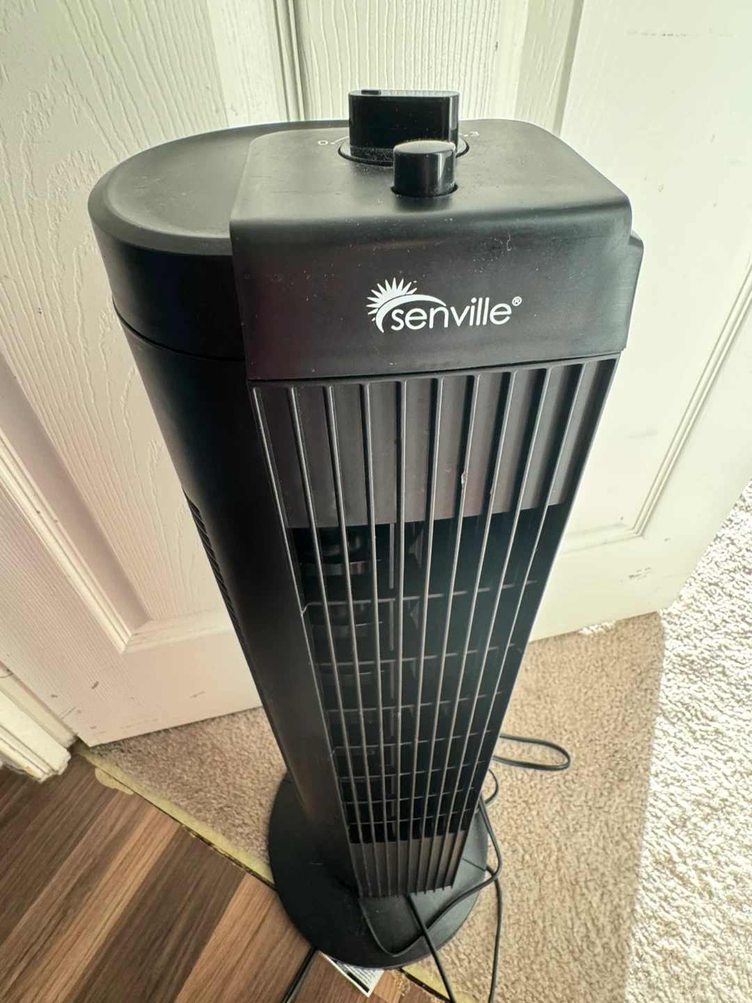 Senville Black Tower Fan - Oscillating & Powerful Cooling