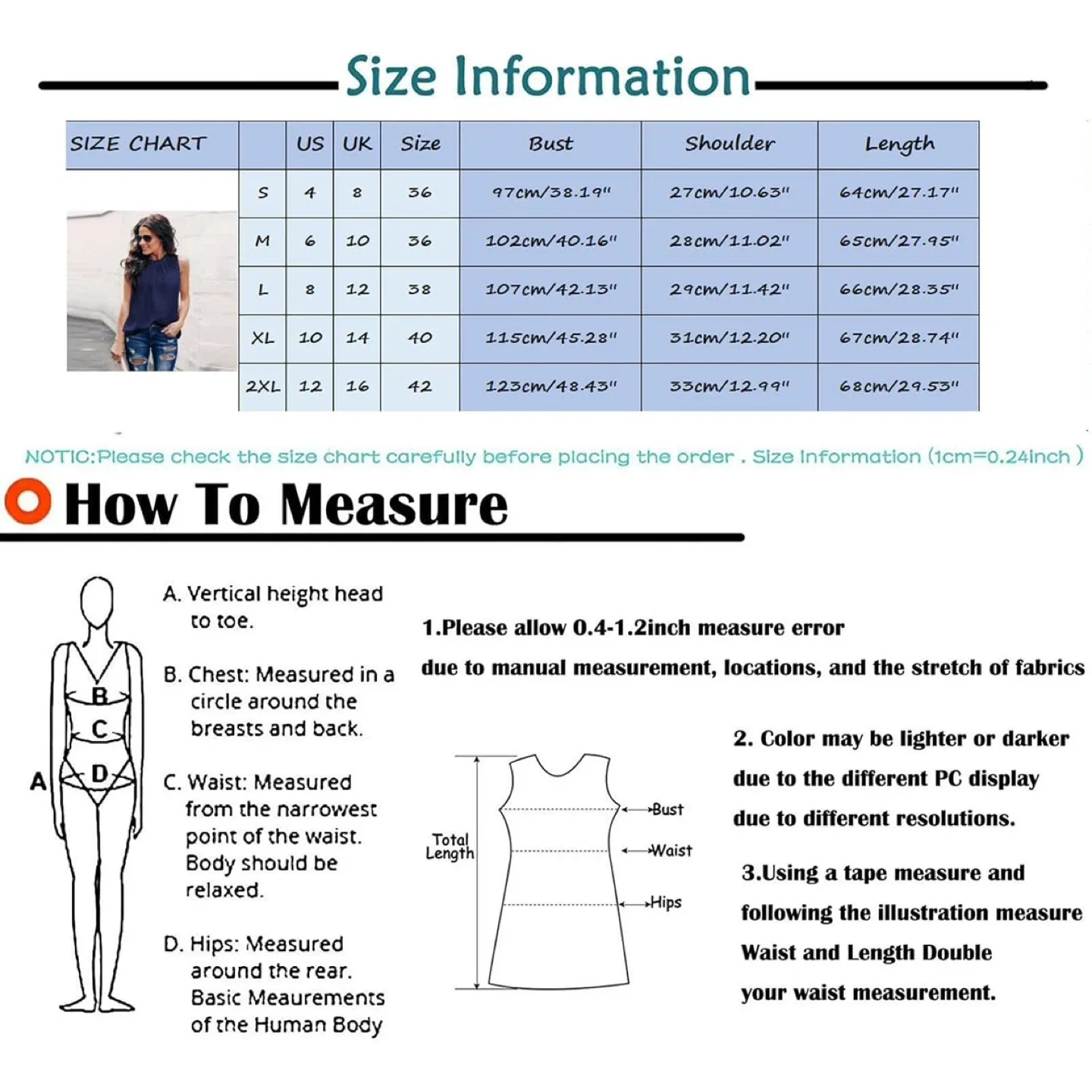 Women's Fashion T-shirt Casual Sleeveless -S image indicator(3)