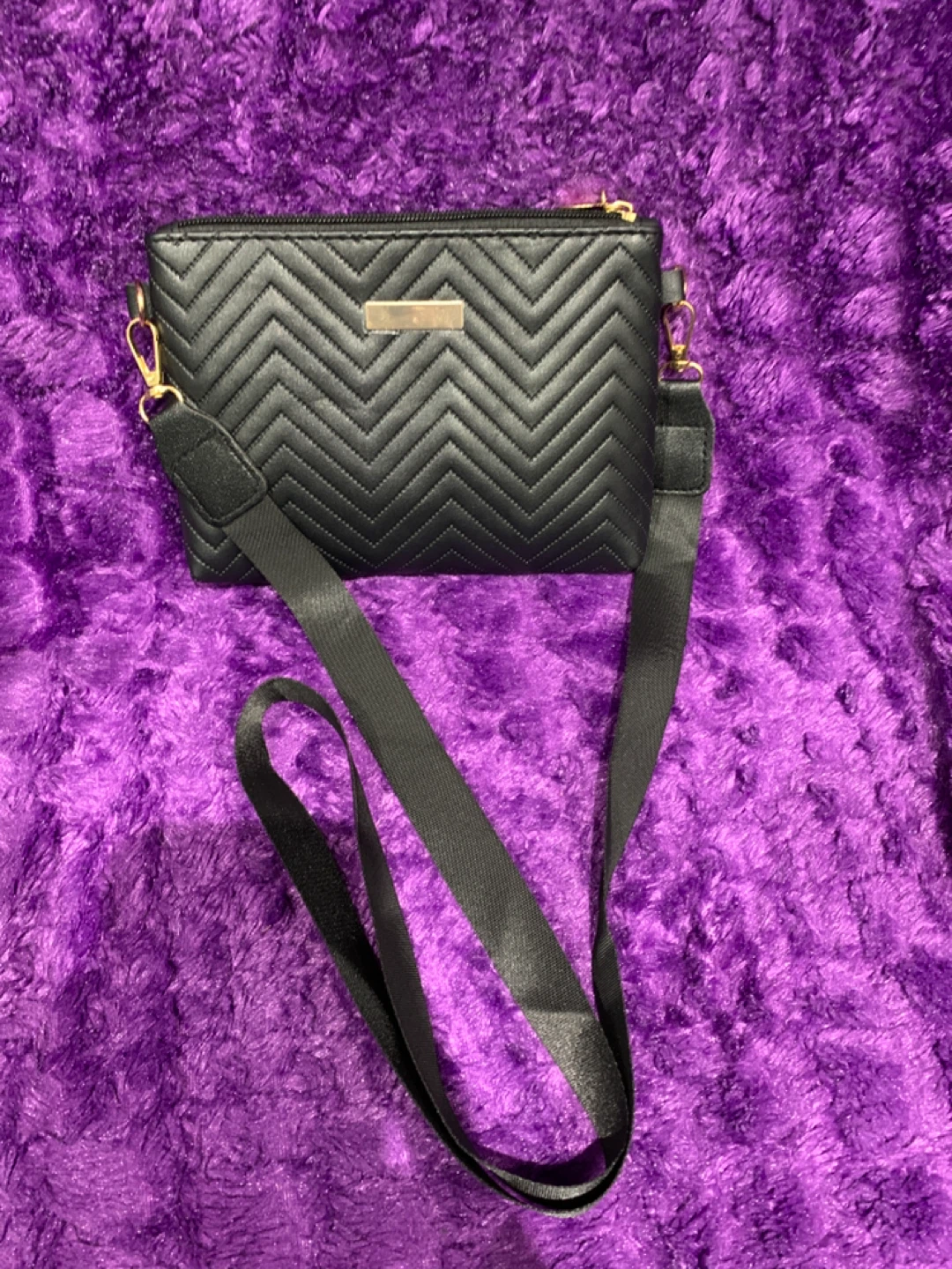 Black Chevron Crossbody Bag