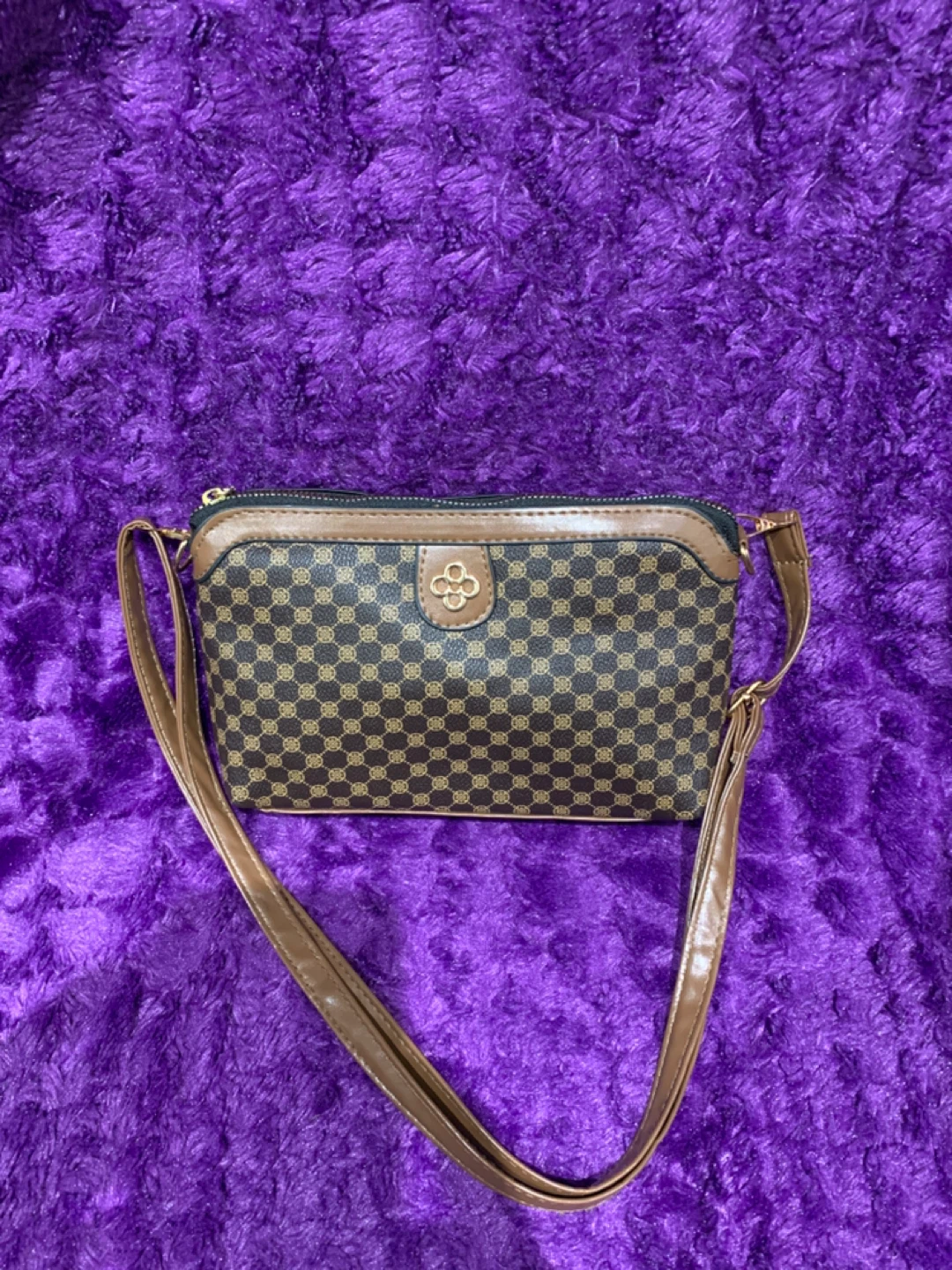 Brown Patterned Shoulder Bag