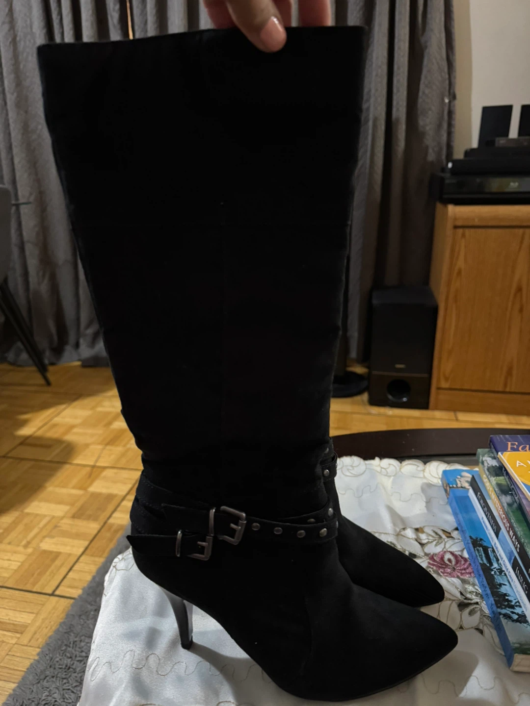 Black Knee High Heel Boots - Size 8 - photo 3