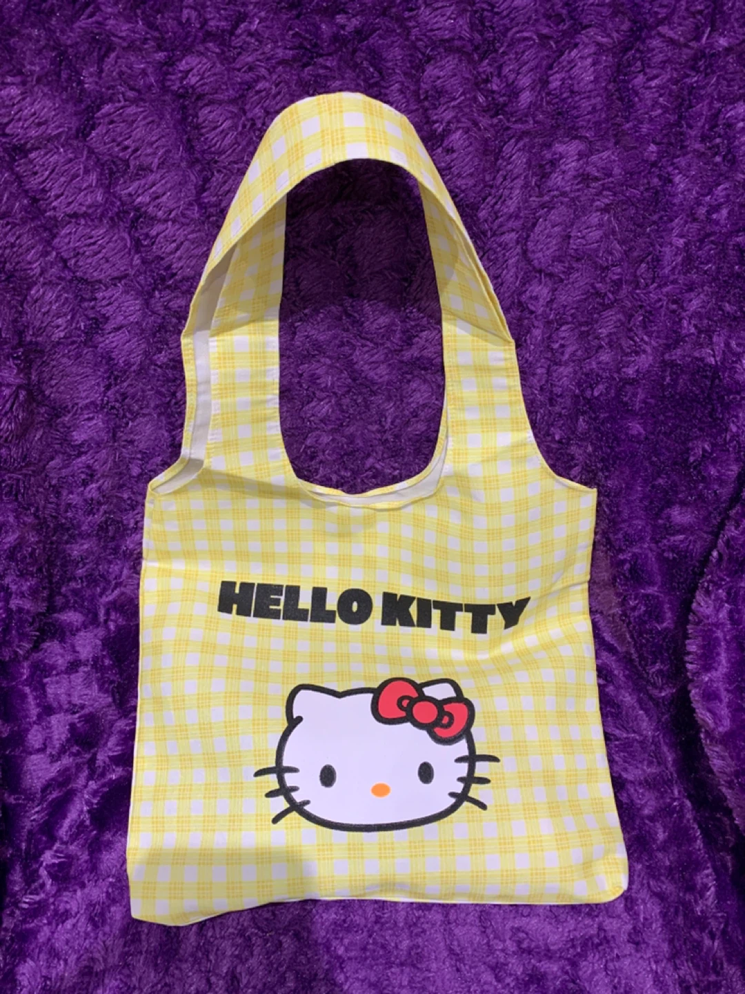 Hello Kitty Yellow Plaid Tote Bag