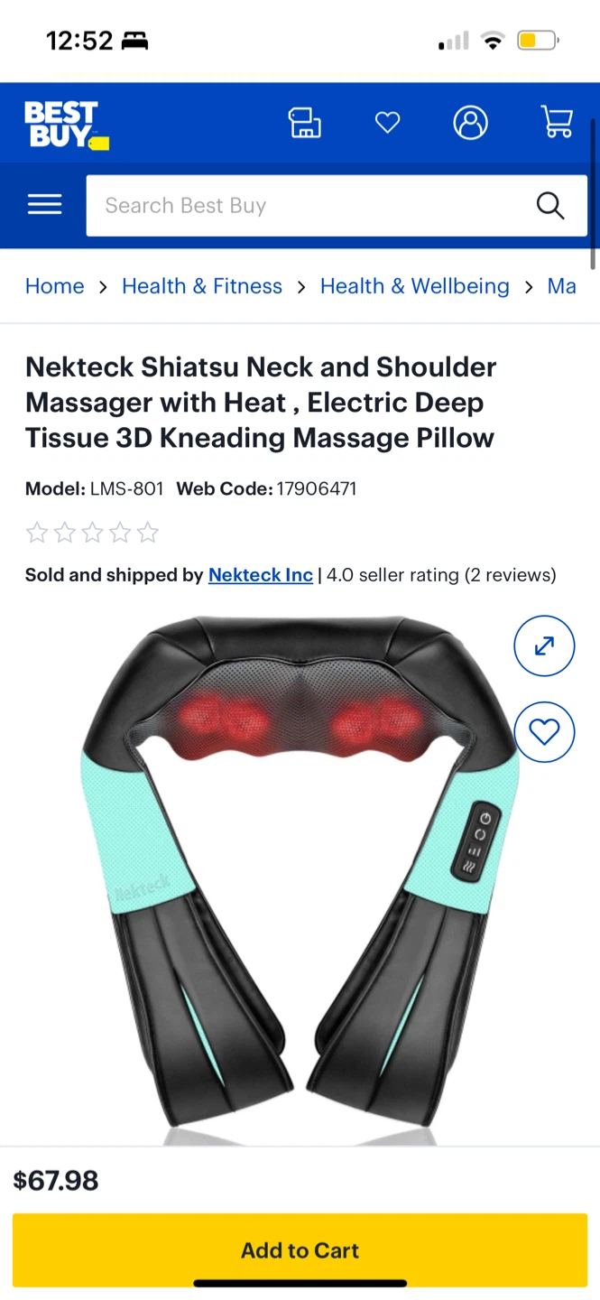 Neck+ Shoulder Massager Heat  Deep Tissue Kneading Massage