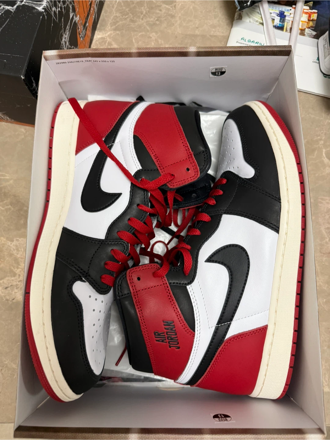 Air Jordan 1 Retro High White/Black/Varsity Red - Size 13 - photo 3