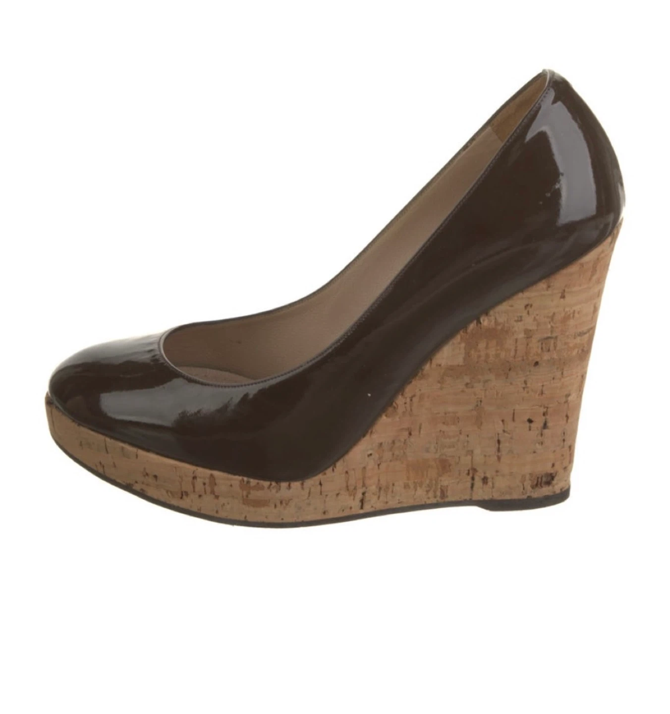 Yves Saint Laurent Brown Patent Leather Wedge Heels - photo 3