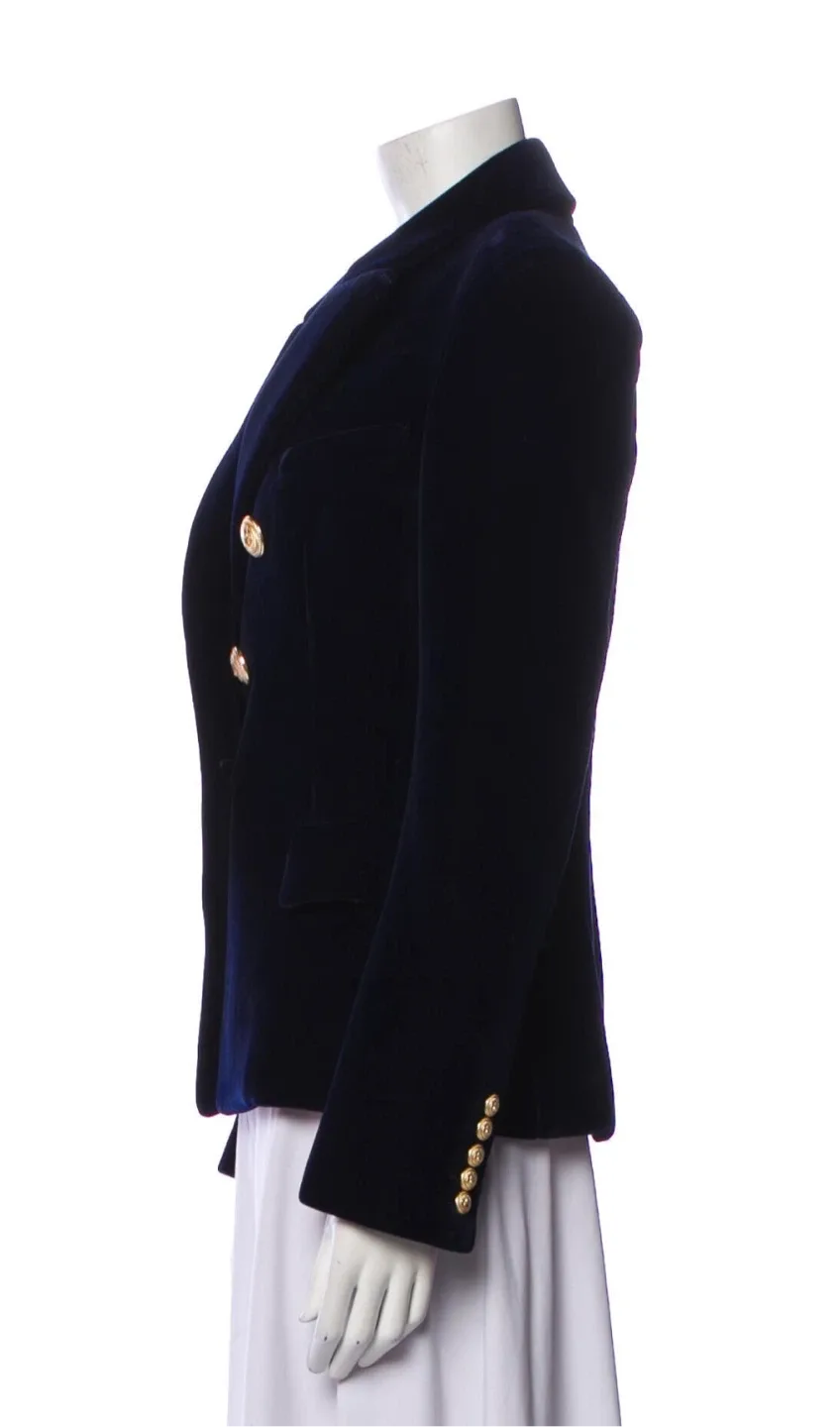 BALMAIN Velvet Blazer Navy Blue image indicator(2)