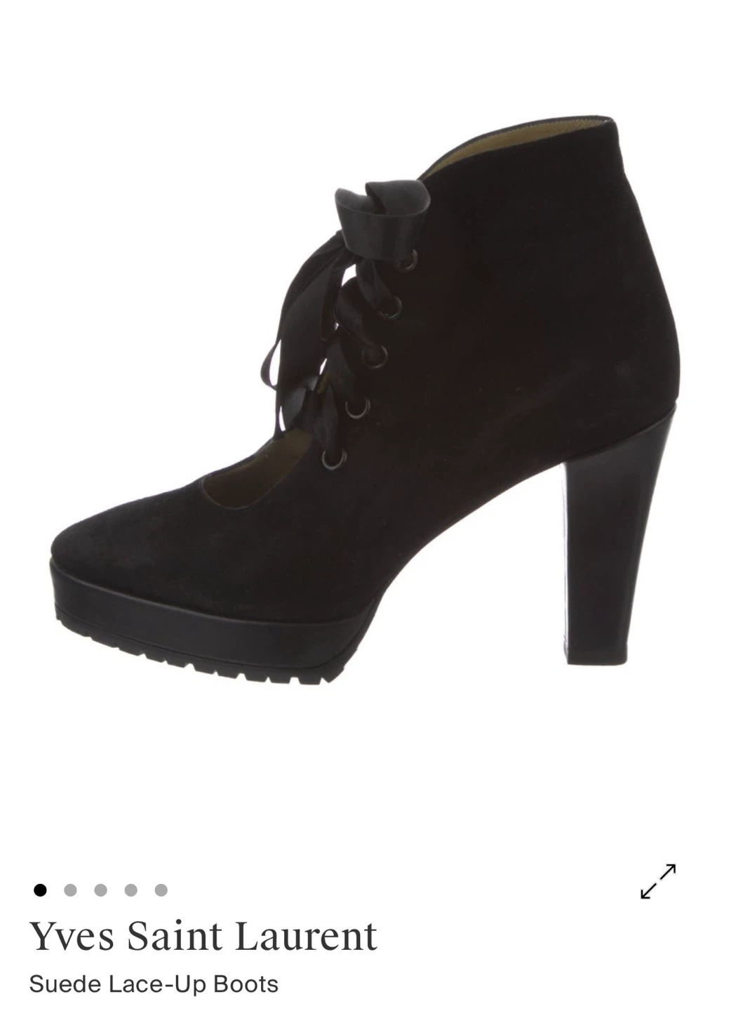 Yves Saint Laurent Black Suede Lace-Up Boots