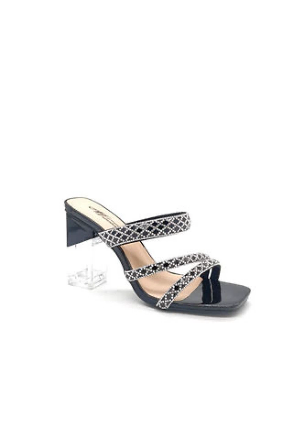 New heels rhinestones square toe size 38