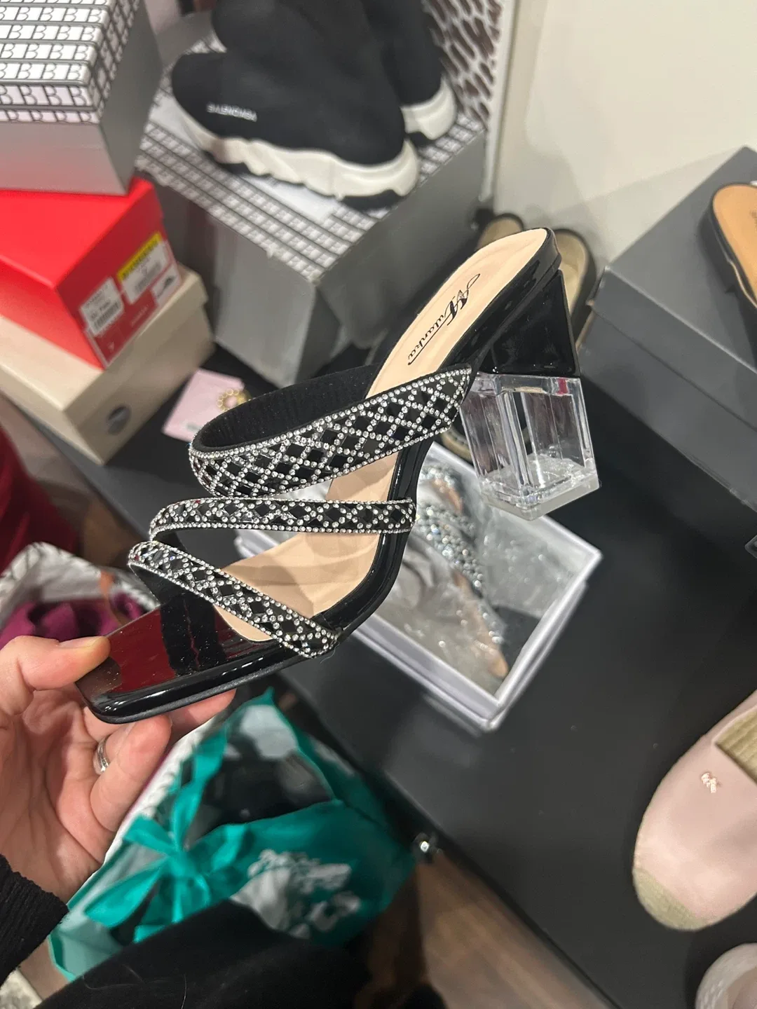 New heels rhinestones square toe size 38 image indicator(2)