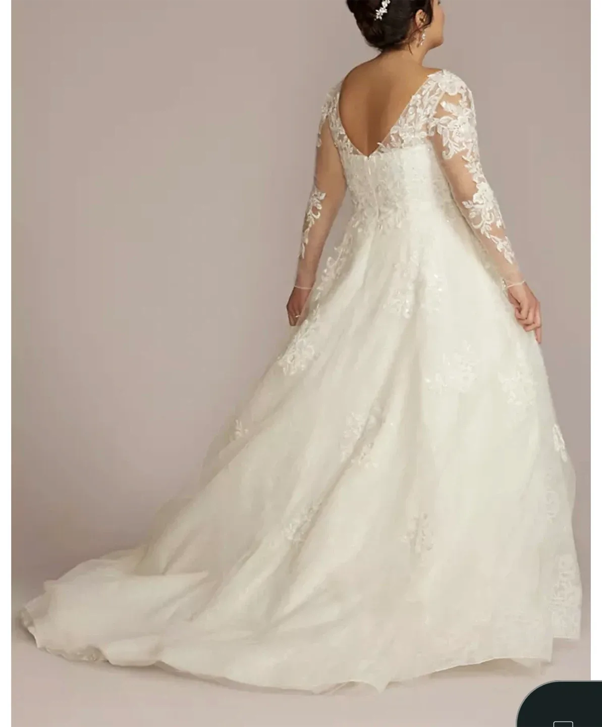 David's Bridal High Neck Long Sleeve Wedding Dress image indicator(3)