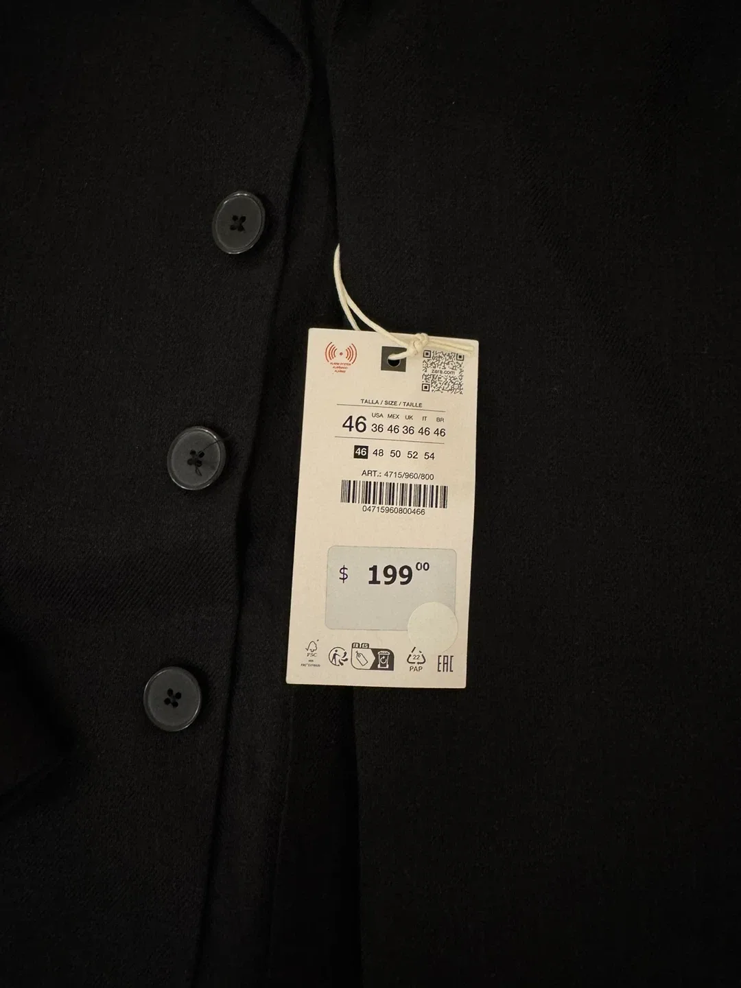 Zara Black Linen Blend Suit - Blazer & Pants, Size 46 image indicator(2)