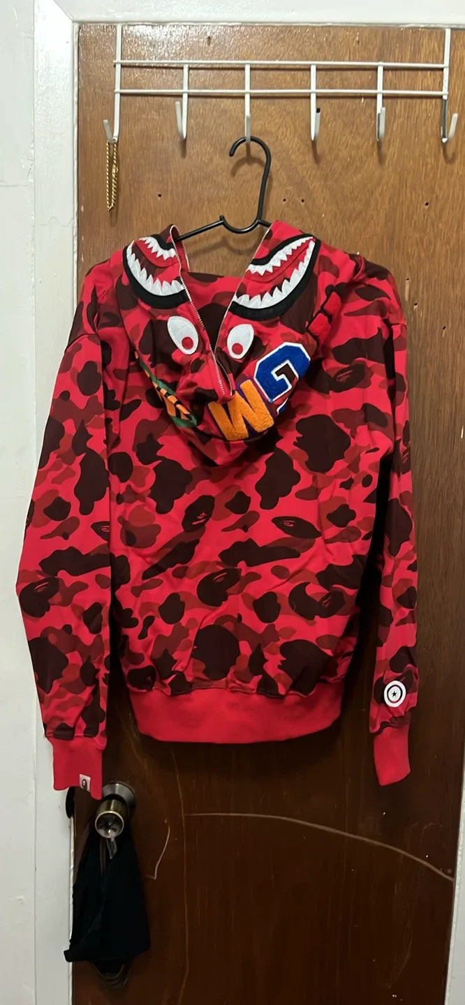 BAPE Red Camo Shark Full Zip Hoodie image indicator(2)