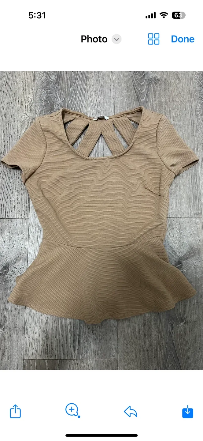 Guess Beige Peplum Top - Size S