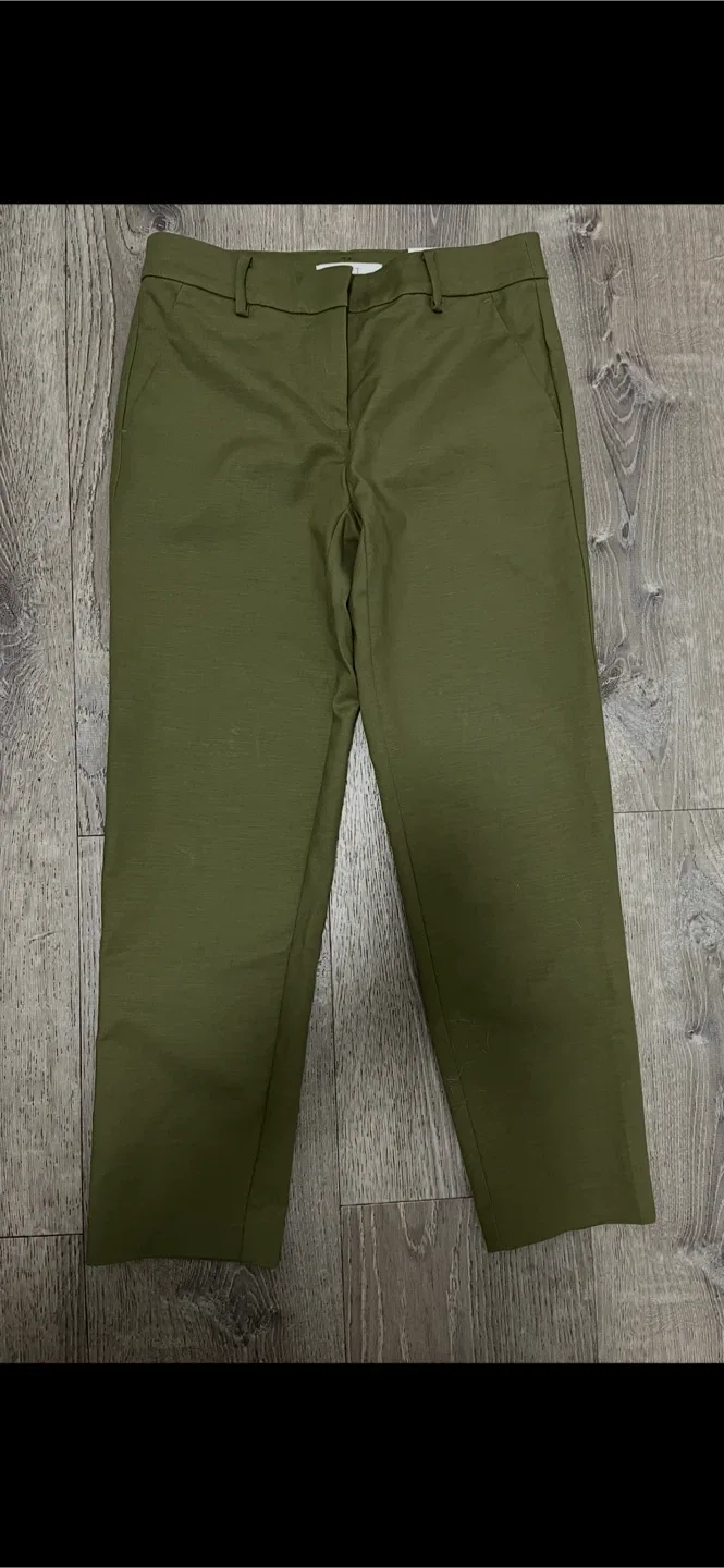 LOFT Riviera Slim Mid Rise Pants Olive Green