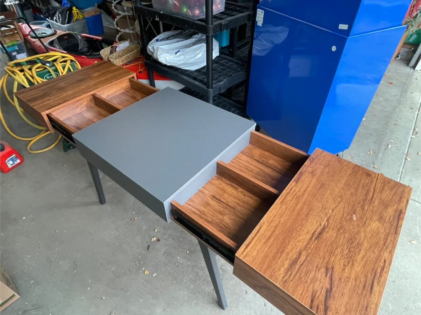 Wood & Grey Desk with Drawers image indicator(4)