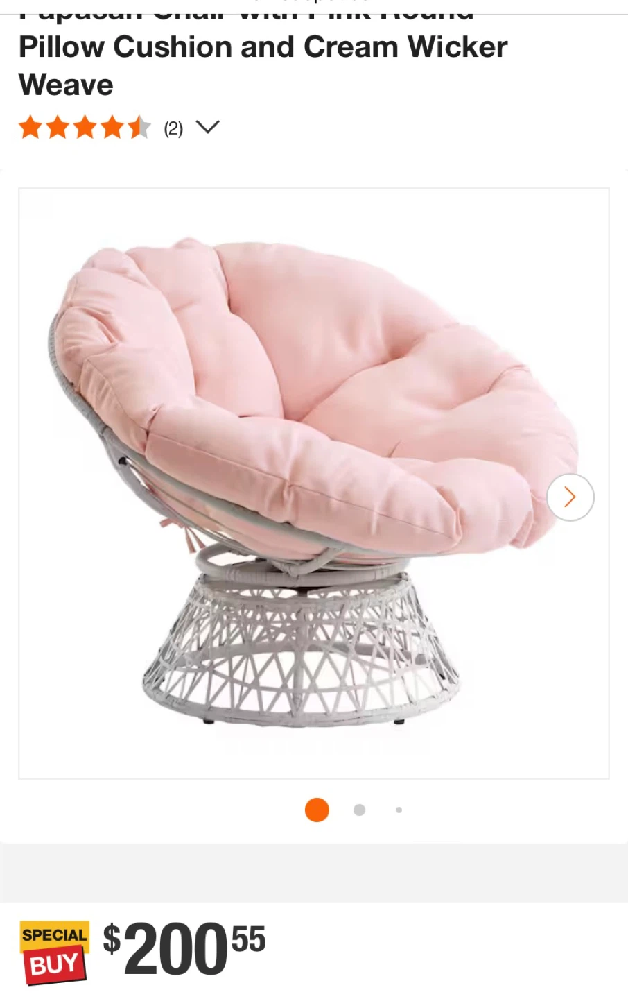 Papasan Chair with Pink Round Wicker Weave - photo 3