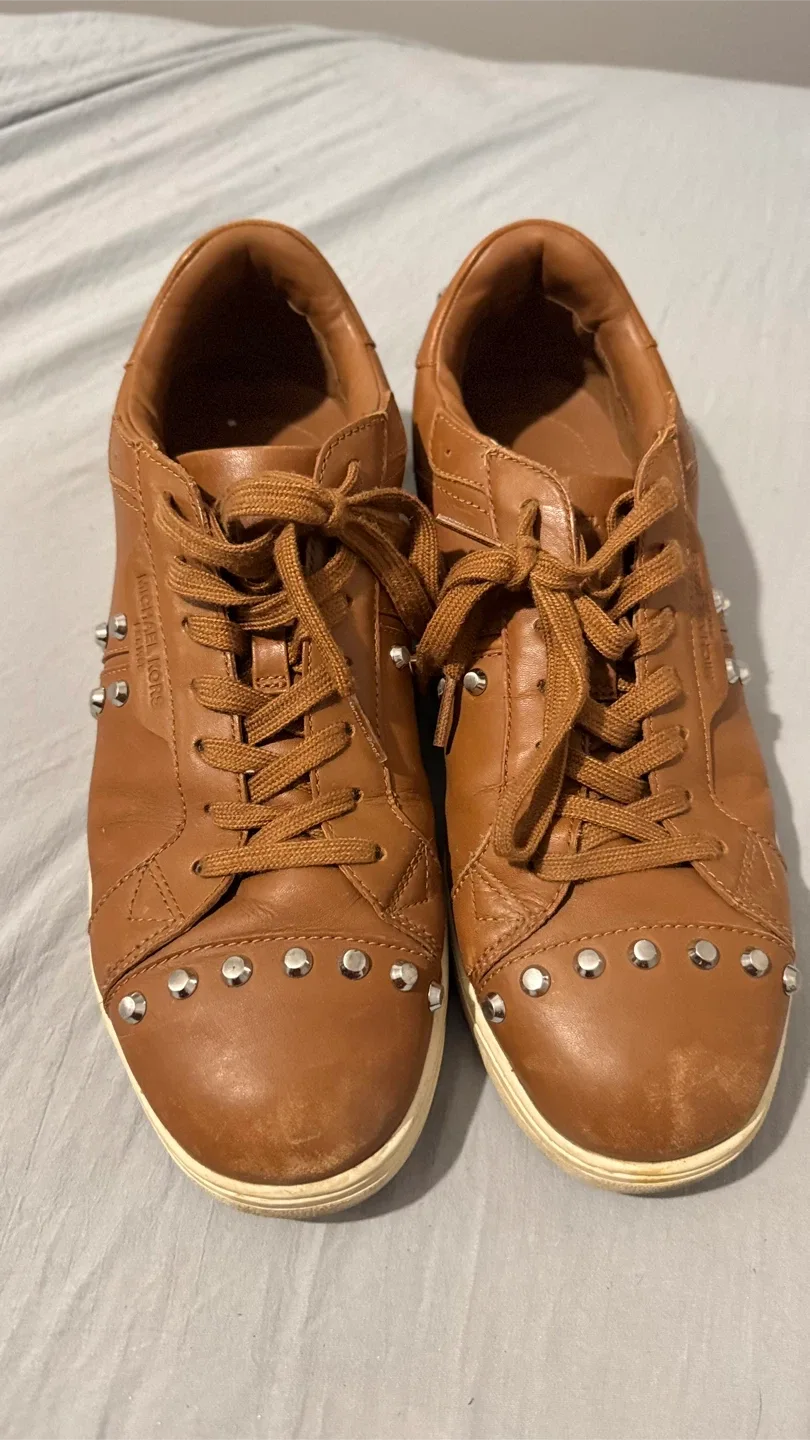 Michael Kors Studded Leather Sneakers - Brown thumbnail
