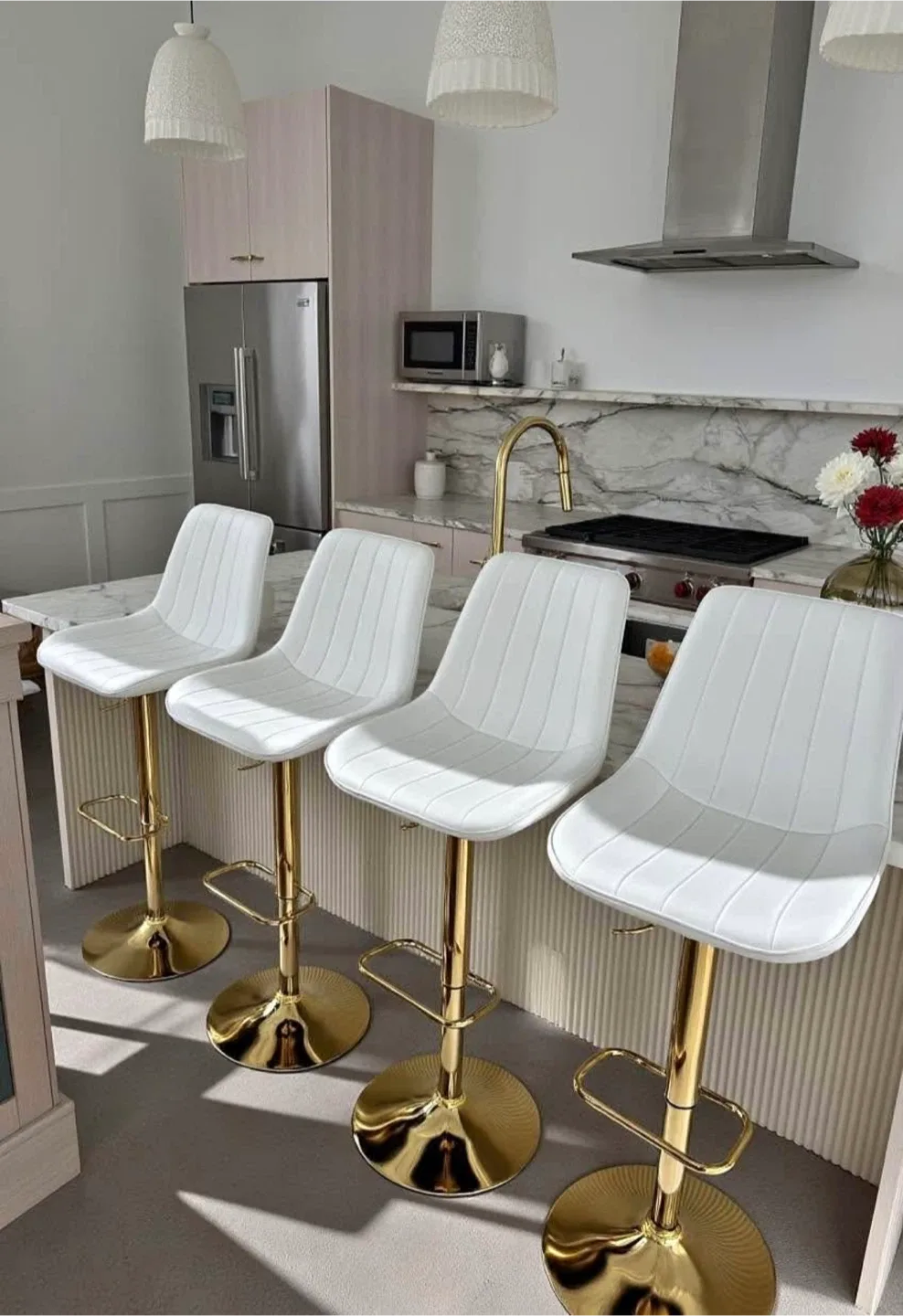 Set of 4 White & Gold Bar Stools image indicator(4)