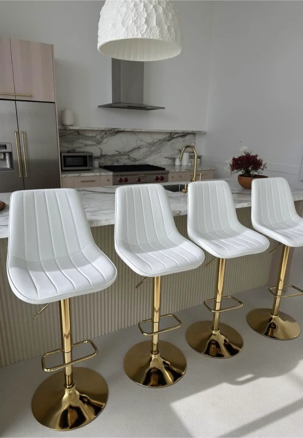 Set of 4 White & Gold Bar Stools image indicator(3)