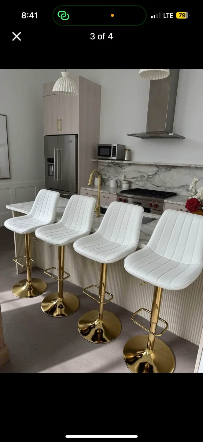 Set of 4 White & Gold Bar Stools image indicator(2)