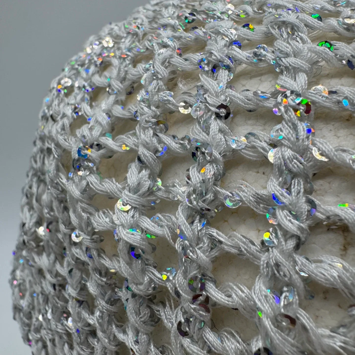 Justice White Knit Sparkly Beanie Hat with Flower - One Size image indicator(3)