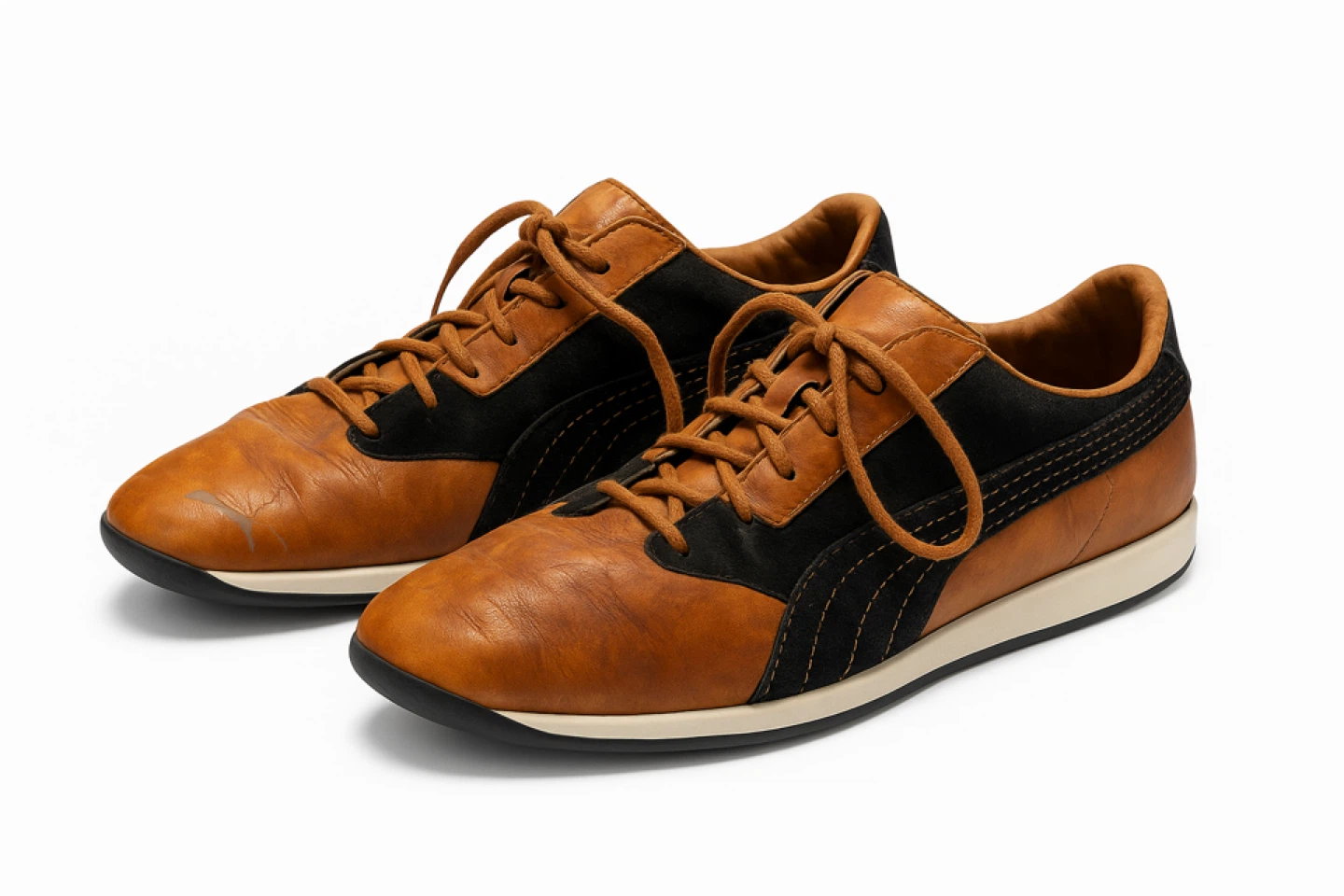 Puma Brown Leather Sneakers