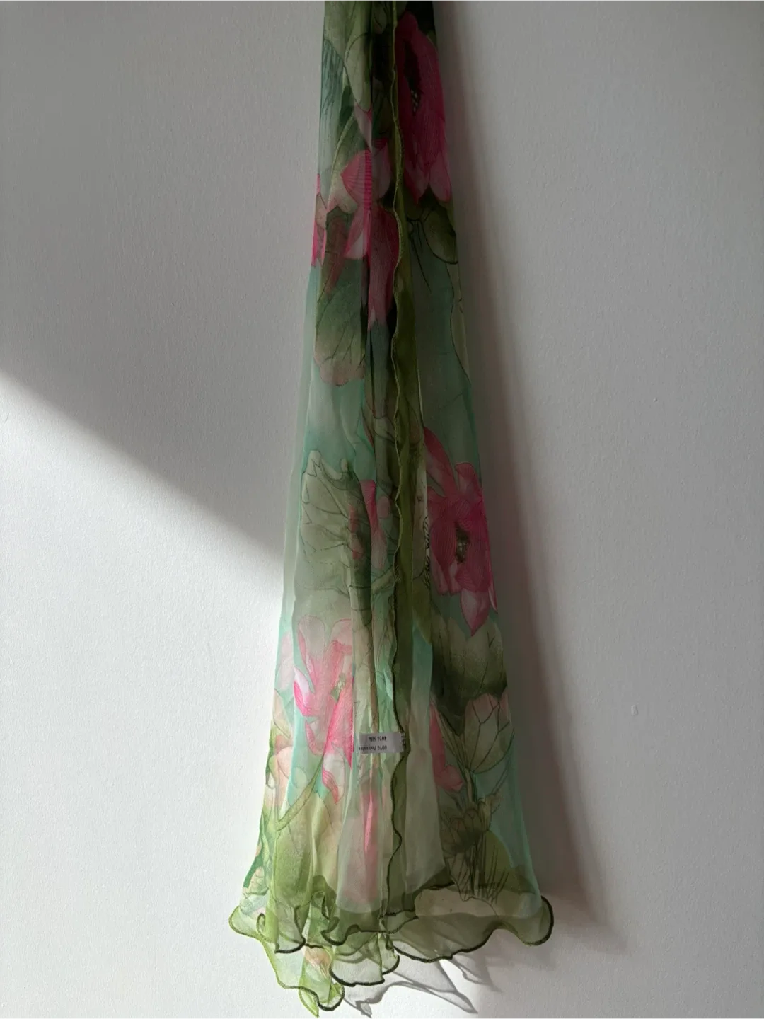 Floral Silk Scarf - Green & Pink image indicator(2)