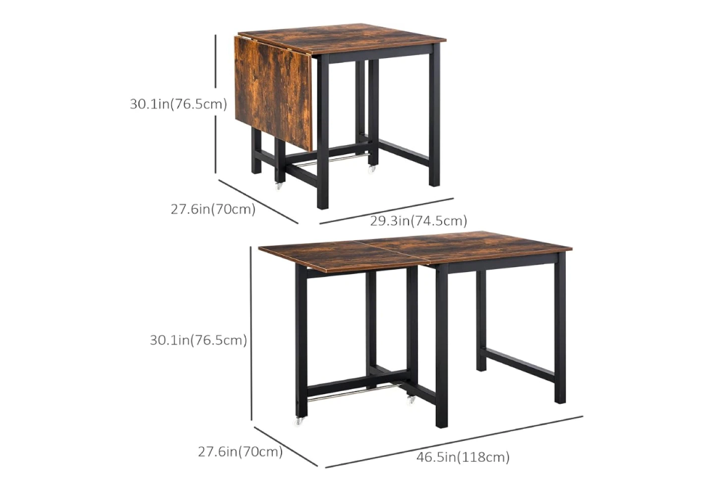 Folding Drop Leaf Dining Table Brown - photo 4
