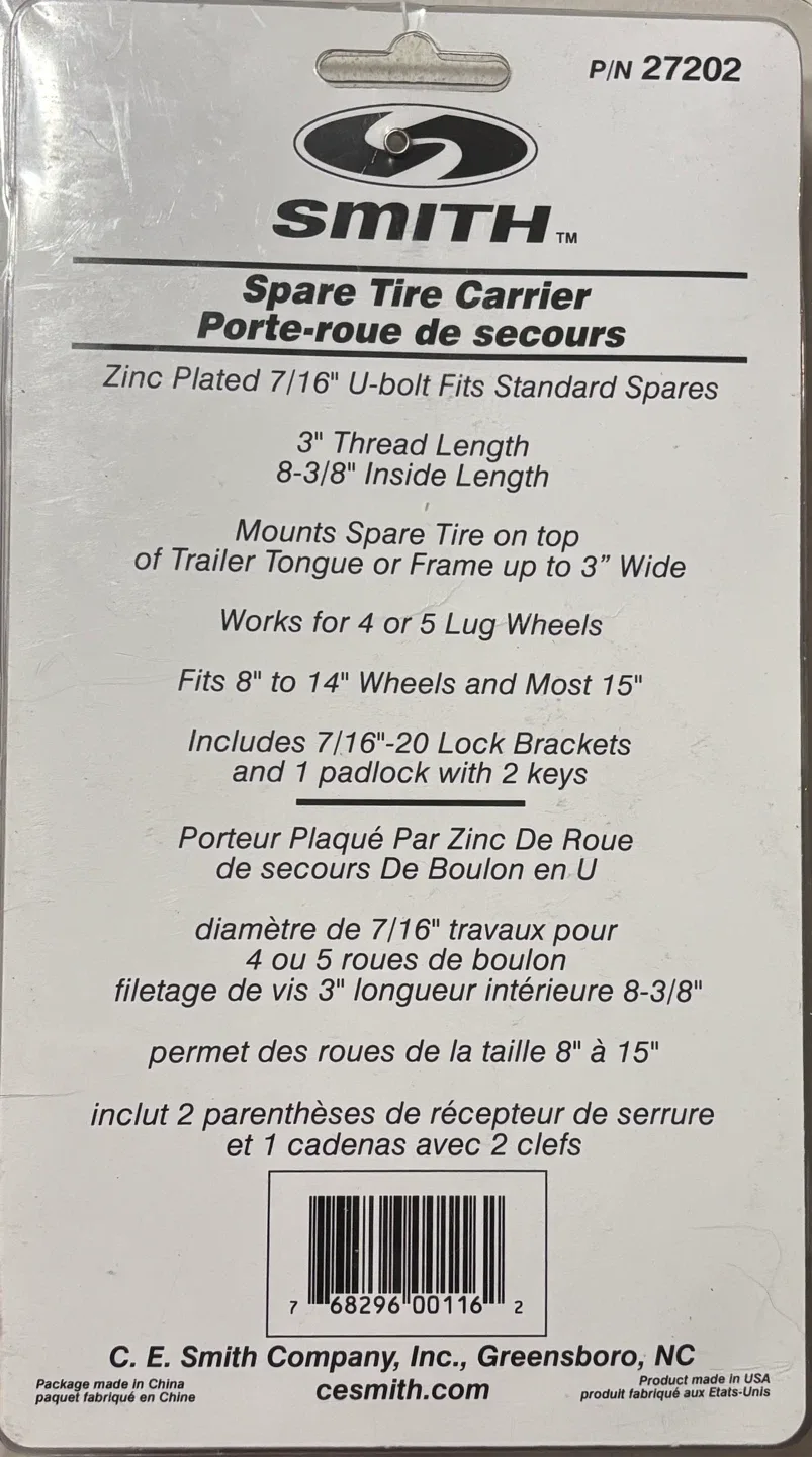 Smith Spare Tire Carrier Locking Device image indicator(2)