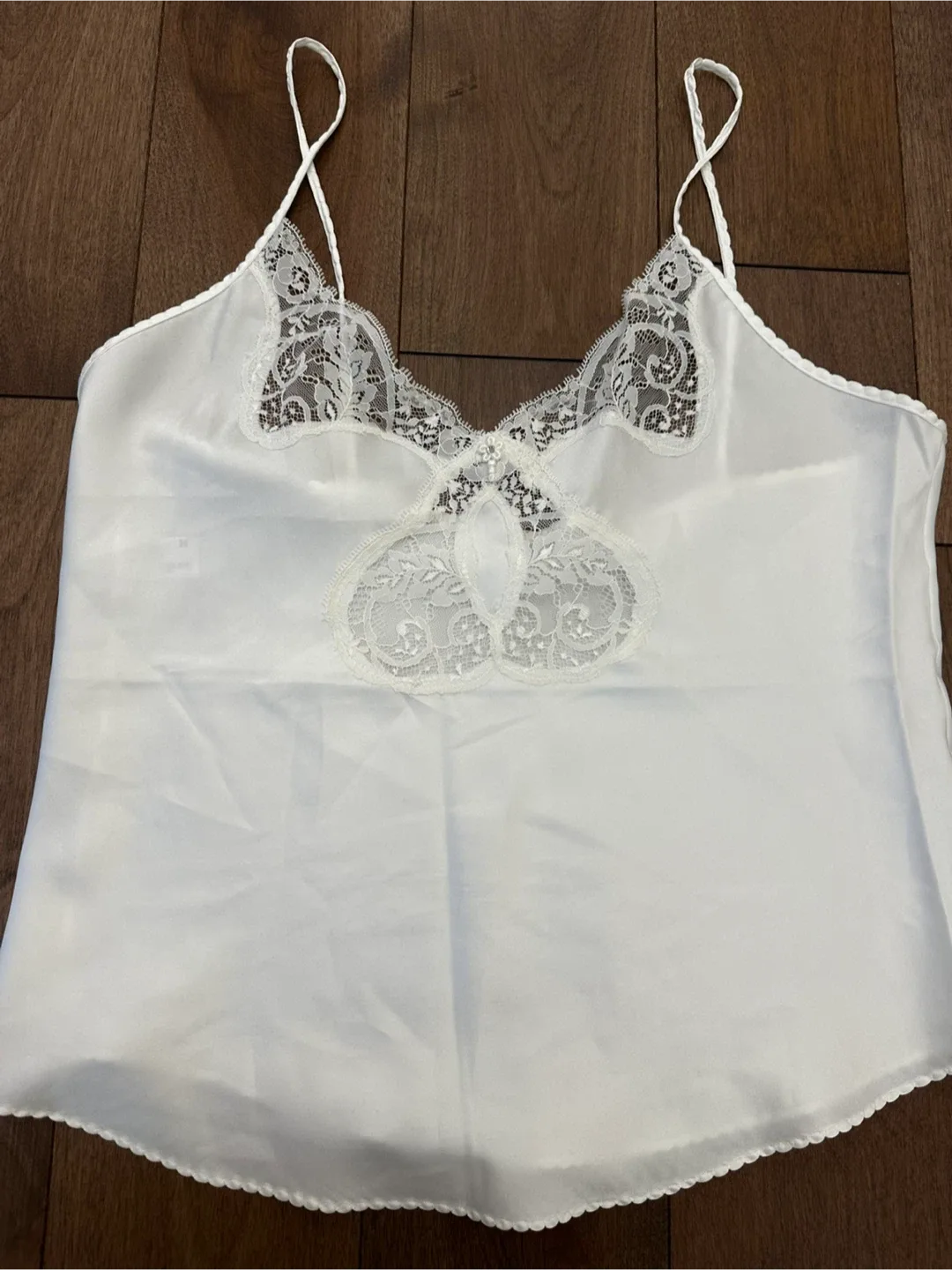 Vintage Papillon-Blanc White Lace Cami - Size 36 thumbnail