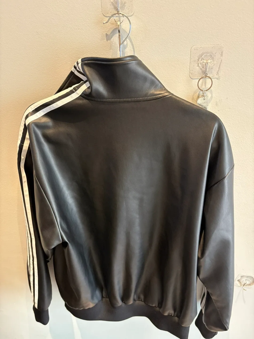 Adidas Black Faux Leather Track Jacket image indicator(3)