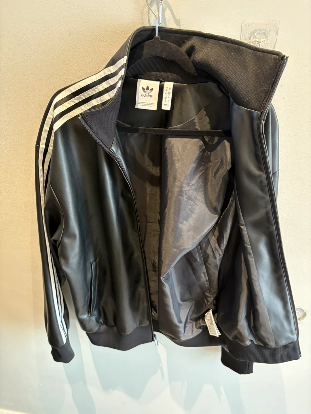 Adidas Black Faux Leather Track Jacket - photo 2