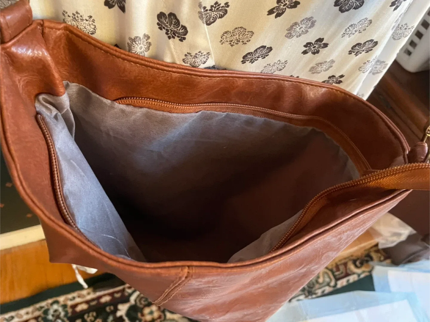 Boho Tan Faux Leather Shoulder Bag w/ Strap image indicator(4)